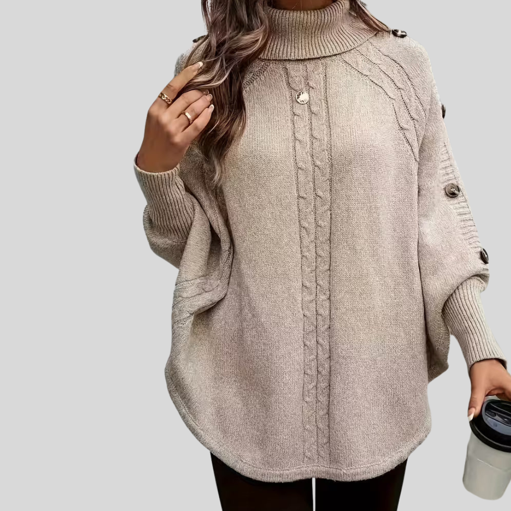 VERA | Women's Oversized Cable-Knit Turtleneck Sweater