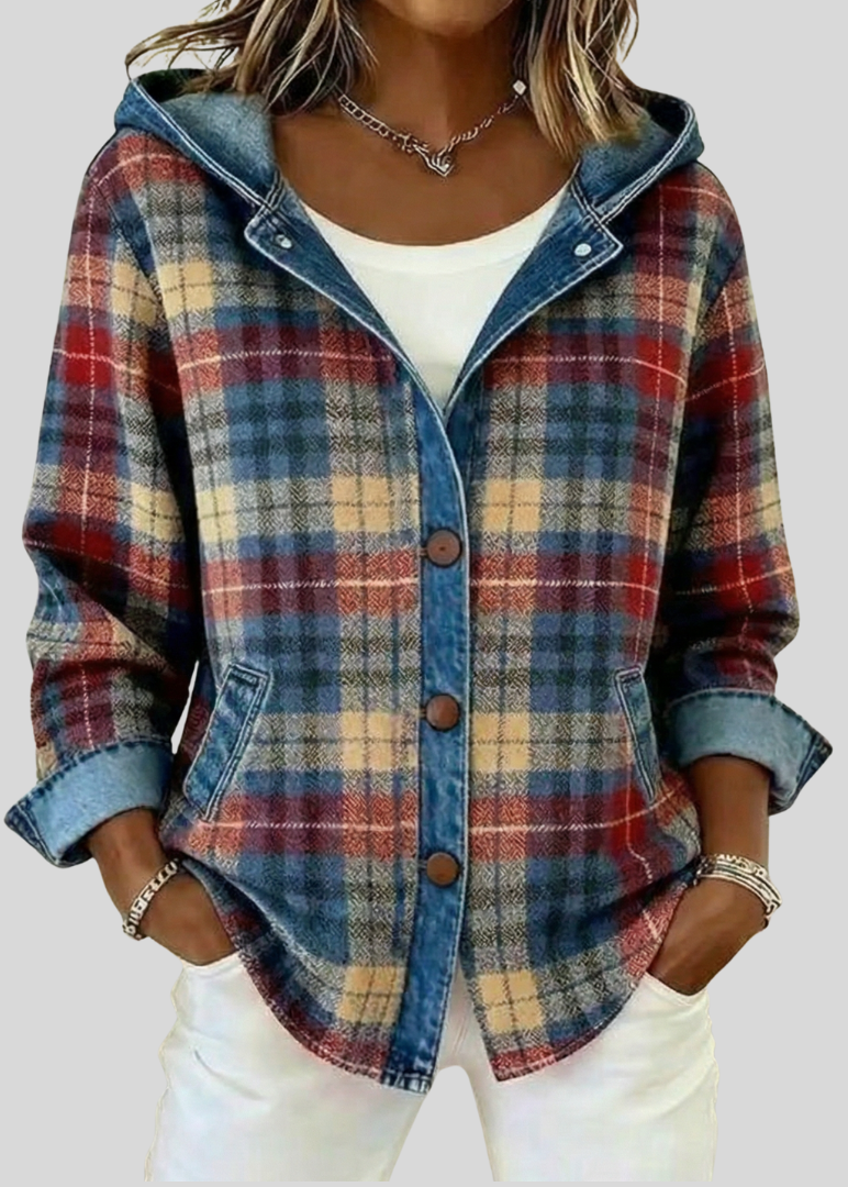 DIANA | Women's Hooded Plaid Button-Front Shacket
