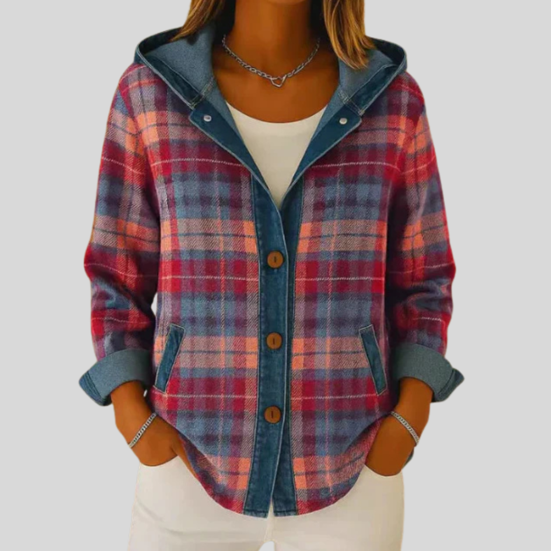 DIANA | Women's Hooded Plaid Button-Front Shacket