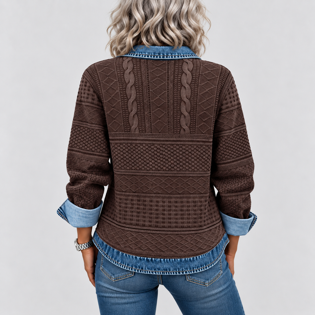 Azalea - Vintage Cable Knit Collared Jumper