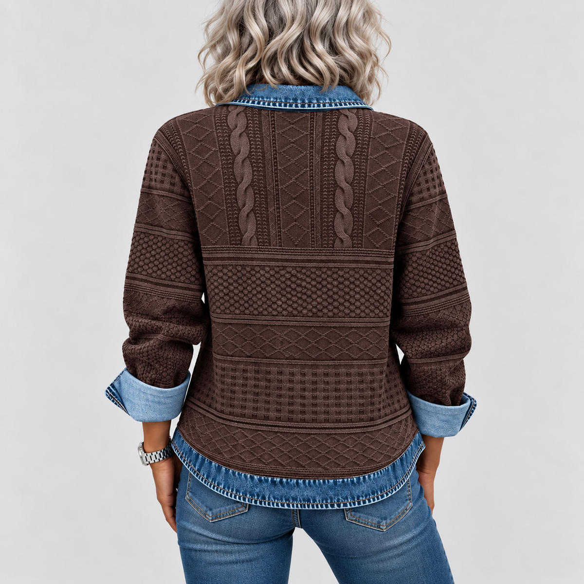 Azalea - Vintage Cable Knit Collared Jumper