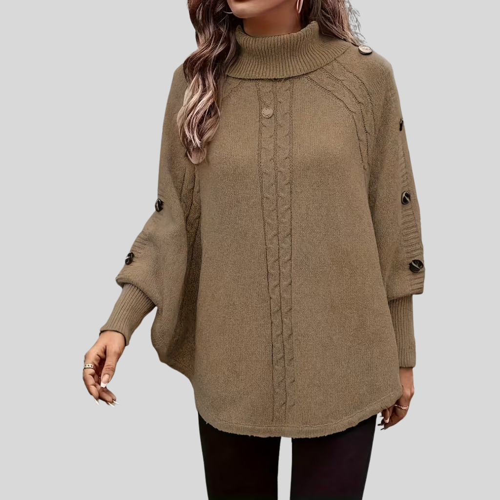 VERA | Women's Oversized Cable-Knit Turtleneck Sweater