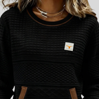 JUNE | Women's Colorblock Crew Neck Sweatshirt with Kangaroo Pocket