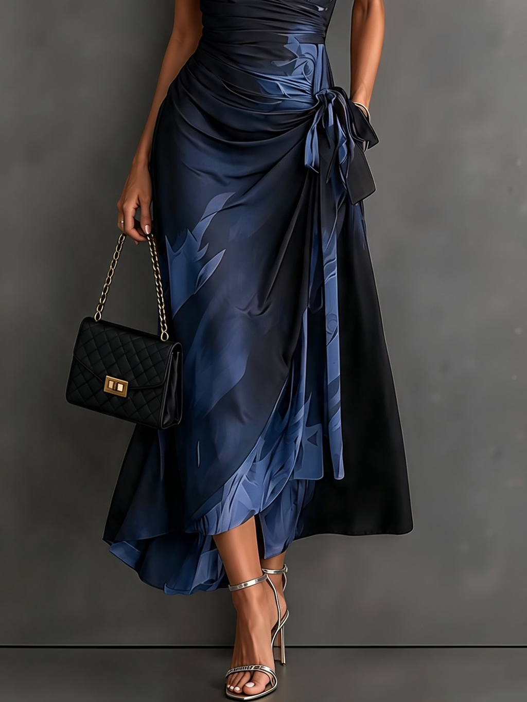 Camilla | Abstract Print Midi Dress, Blue