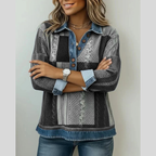 STELLA | Women's Colorblock Button-Front Pullover Sweatshirt