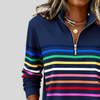 EMMA | Women's Striped Quarter-Zip Sweatshirt