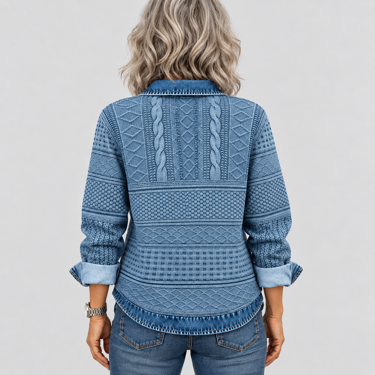 Azalea - Vintage Cable Knit Collared Jumper