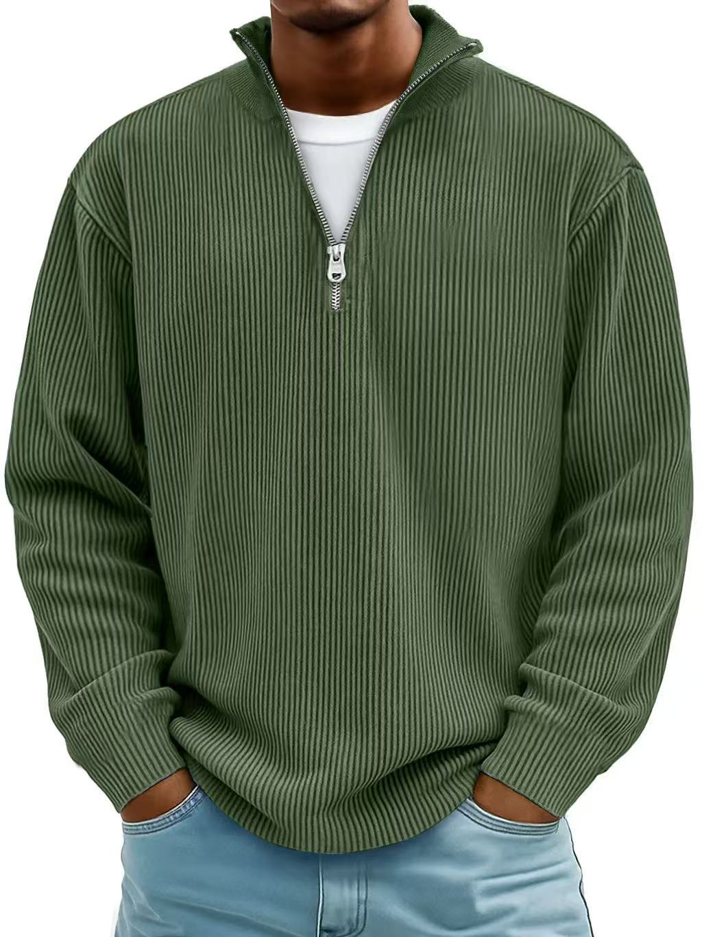 Marc: Zip-Neck Ribbed Knit Sweater