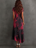 Beatrice | Midi Dress in Abstract Print, Bordeaux
