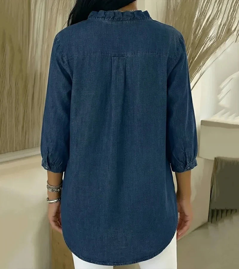 Abigail™ Elegant Denim Blouse