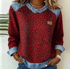 CLARA | Women's Leopard Print Sweater with Contrast Collar