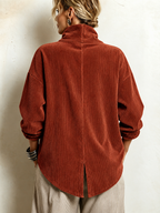 AVERY | Women's Wrap Collar Corduroy Button-Up Top