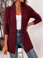 AUBREY | Women's Open-Front Seamed Waist Cardigan