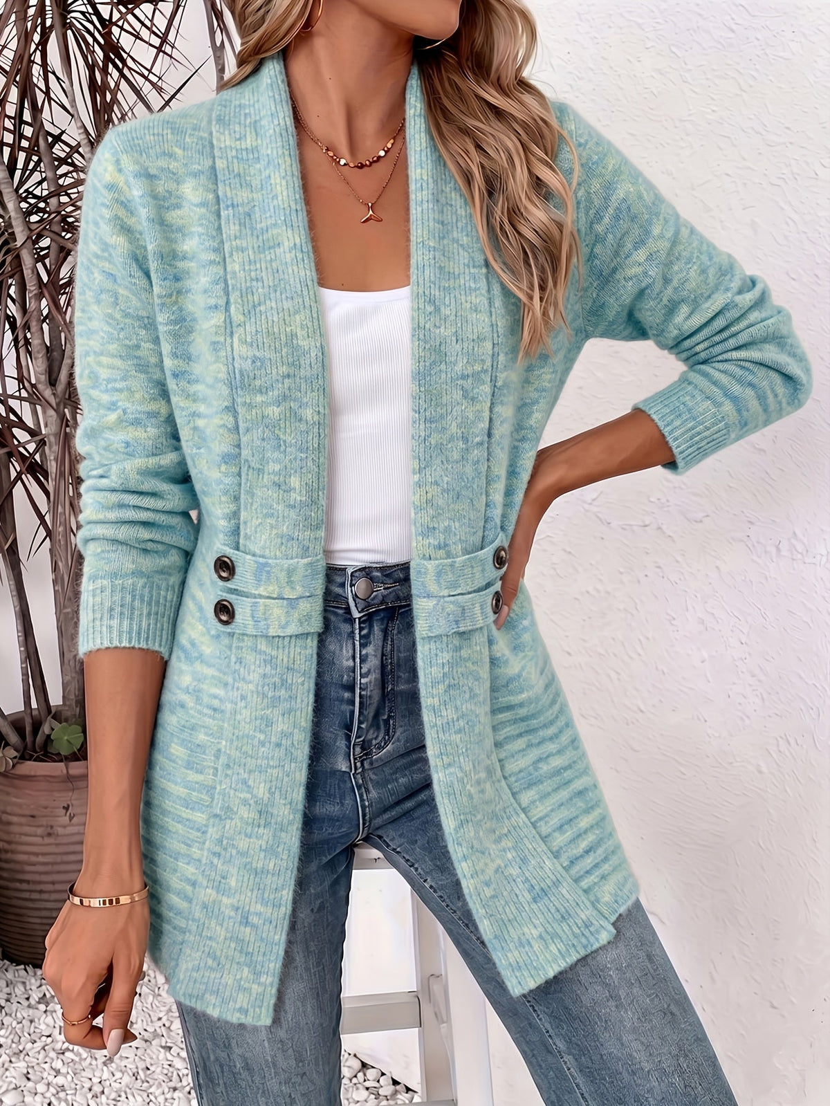AUBREY | Women's Open-Front Seamed Waist Cardigan