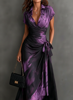 Elisa | Midi Dress in Abstract Print, Purple