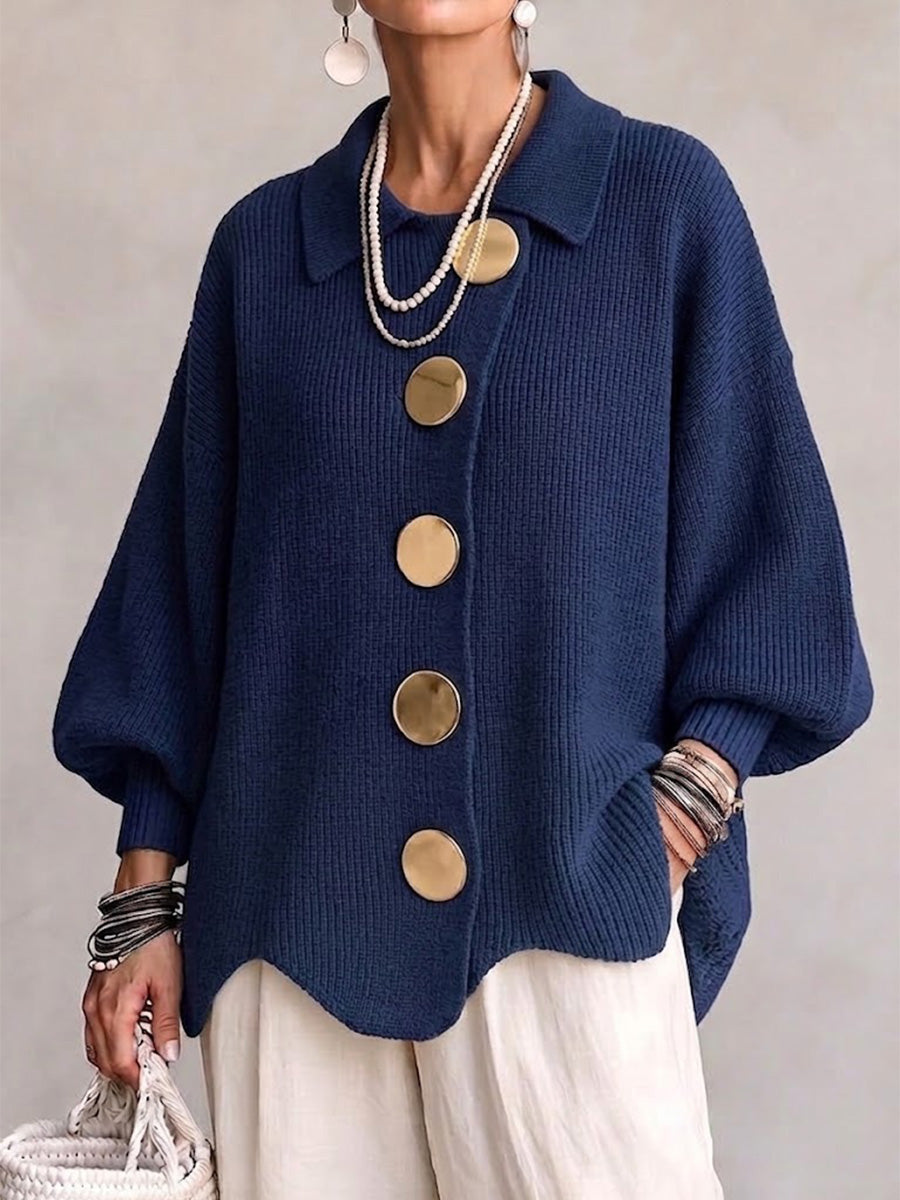 CHARLOTTE | Women's Oversized Ribbed Collared Cardigan