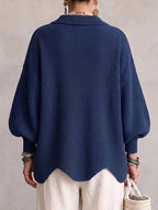 CHARLOTTE | Women's Oversized Ribbed Collared Cardigan