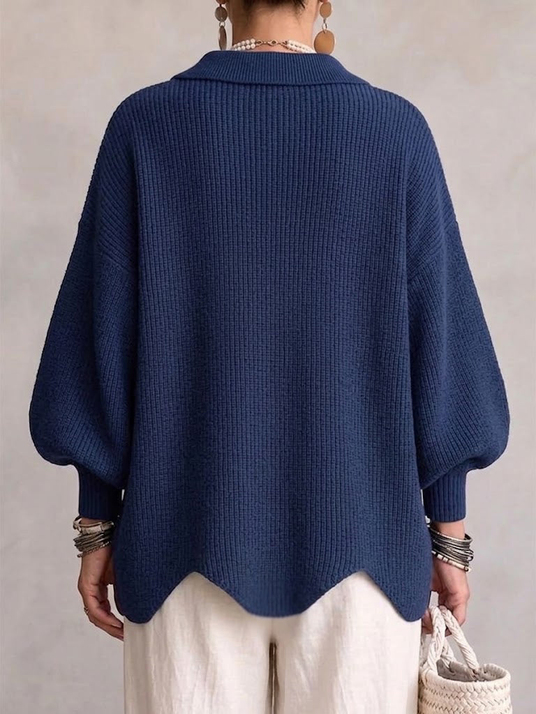 CHARLOTTE | Women's Oversized Ribbed Collared Cardigan
