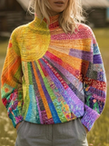 HANNAH | Women's High-Neck Sunburst Print Sweater